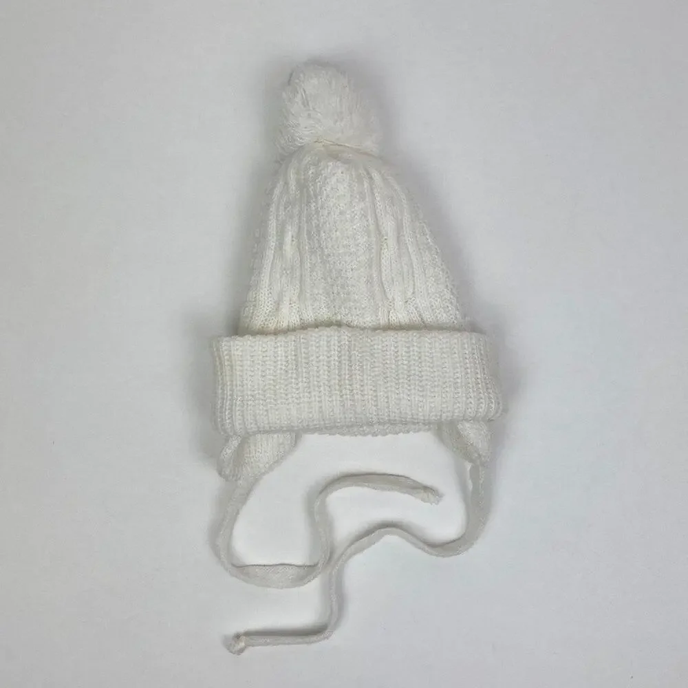 Just Friends Girls 90s Knit White Pom Pom Hat